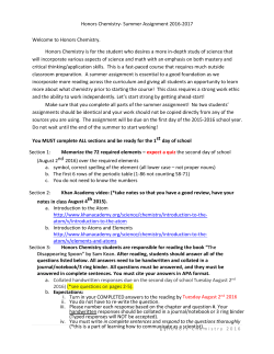 Honors Chemistry - School Webmasters