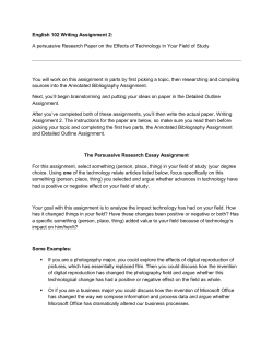 English 102 Writing Assignment 2: A persuasive Research Paper on