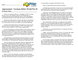 Appeasement - Germany Before World War II