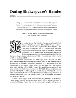 Dating Shakespeare`s Hamlet - Shakespeare Oxford Fellowship