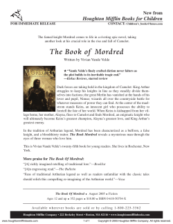 Press Release for The Book of Mordred published by Houghton