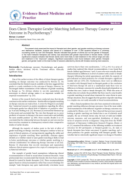 Does Client-Therapist Gender Matching Influence Therapy Course