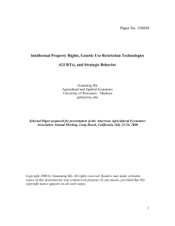 Intellectual Property Rights, Genetic Use Restriction Technologies