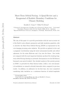 Short-Term Orbital Forcing: A Quasi
