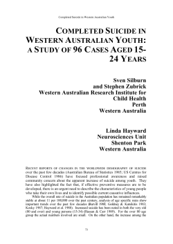 Completed suicide in Western Australian youth : a study of 96 cases