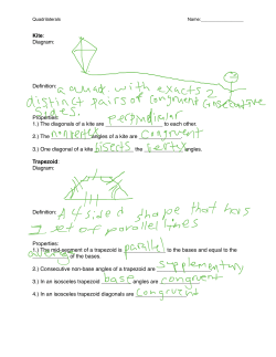 Kite: Diagram: Definition: Properties: 1.) The diagonals of a kite are