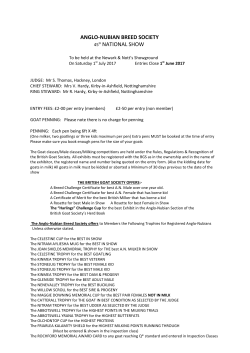 Anglo Nubian Breed Society 2017 Show Schedule