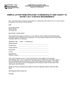 Sample Letter from Applicant to Municipality and