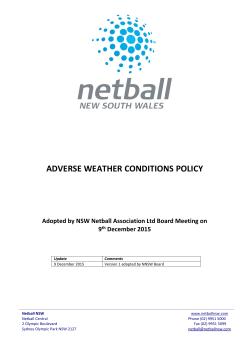 Netball Nsw Adverse Weather Conditions Policy
