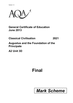 A-level Classical Civilisation Mark scheme Unit 03D