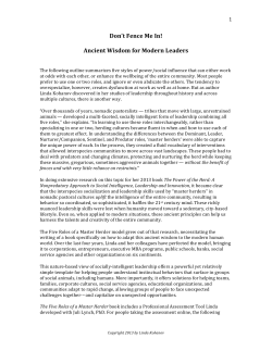 Five Roles Handout - The Five Roles of a Master Herder