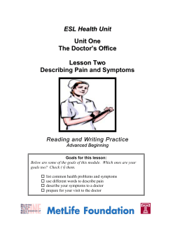 ESL Health Unit Unit One The Doctor`s Office Lesson Two
