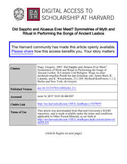 Did Sappho and Alcaeus Ever Meet? Symmetries of Myth and Ritual