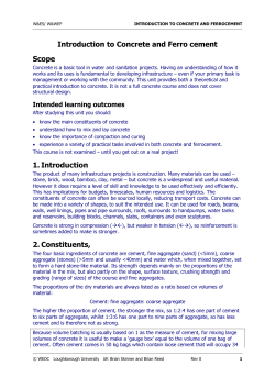 Introduction to Concrete and Ferro cement Scope - missions