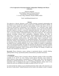 1 A Novel Approach to Encourage Students` Independent Thinking