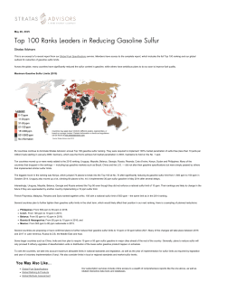 Top 100 Ranks Leaders in Reducing Gasoline Sulfur | Stratas