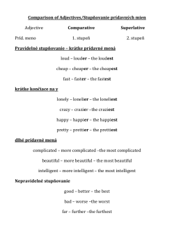 Comparison of Adjectives/Stupňovanie pr&iacute;davn&yacute;ch mien Adjective