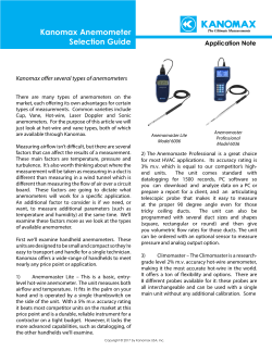 Kanomax Anemometer Selection Guide