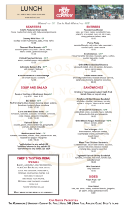 starters sides entrees soup and salad chef`s tasting menu sandwiches