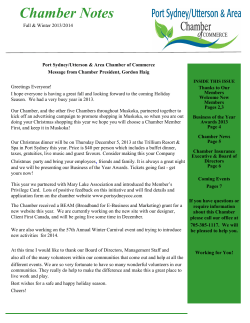 2013 Fall Winter - Port Sydney Chamber of Commerce