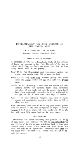 DEVELOPMENT ON THE PUMICE IN THE TAUPO AREA
