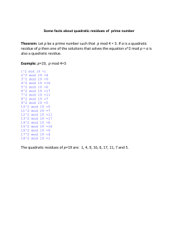 Theorem: Let p be a prime number such that p mod 4 = 3. If a is a