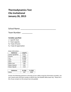 Thermodynamics Test Clio Invitational January 26, 2013