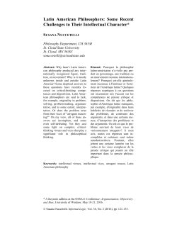 Latin American Philosophers: Some Recent Challenges to Their