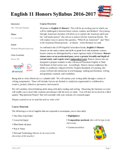 English 11 Honors Syllabus 2016-2017