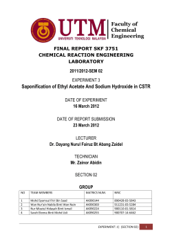 Saponification of Ethyl Acetate And Sodium Hydroxide in CSTR
