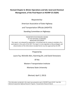 Revised Chapter 8, Winter Operations and Salt, Sand and Chemical