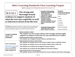 Grades Nine and Ten Clear Learning Targets for Reading