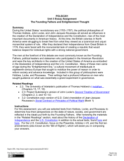The Founding Fathers and Enlightenment Thought Summary During