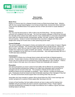 Ebola Update November 2014 Ebola Virus Ebola is a common term