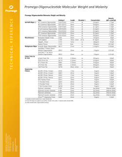 Oligonucleotide Molecular Weight and Molarity