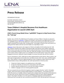 Press Release - LENA Research Foundation