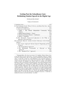 Getting Past the Schoolhouse Gate: Rethinking Student Speech in
