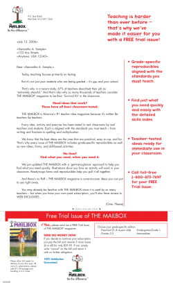 Free Trial Issue of THE MAILBOX
