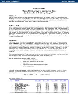 032-2009: Using SAS&reg; Arrays to Manipulate Data