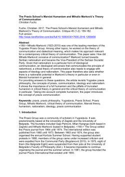 The Praxis School`s Marxist Humanism and