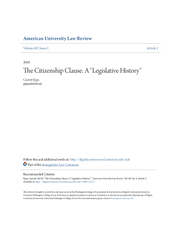 The Citizenship Clause: A "Legislative History"