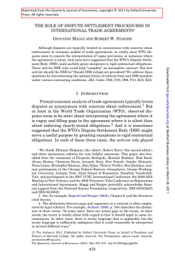 The Role of Dispute Settlement Procedures in International Trade