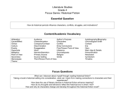 Literature Studies Grade 4 Focus Genre: Historical Fiction Essential