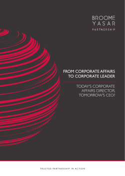 From Corporate aFFaIrS to Corporate Leader