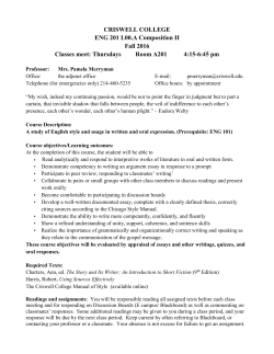 CRISWELL COLLEGE ENG 201 L00.A Composition II Fall 2016