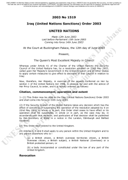 2003 No 1519 Iraq (United Nations Sanctions) Order 2003