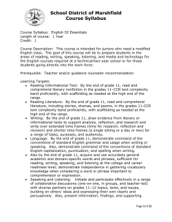 English III Essentials - School District of Marshfield