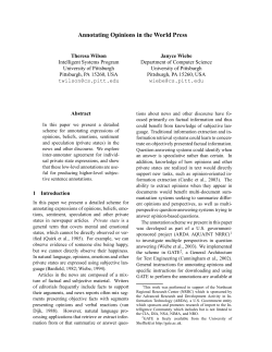 Annotating Opinions in the World Press