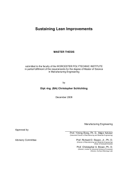 Sustaining Lean Improvements - Worcester Polytechnic Institute