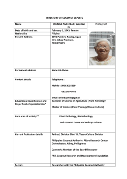 DIRECTORY OF COCONUT EXPERTS Name ERLINDA PAJE